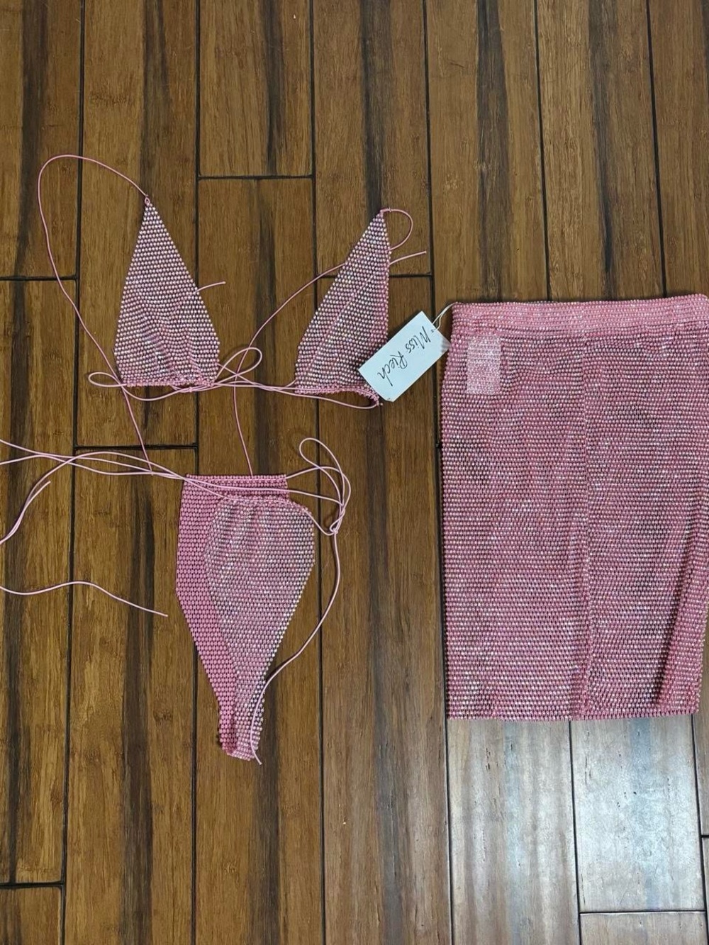Pink mesh set with rhinestones, perfect for birthday - miss rich